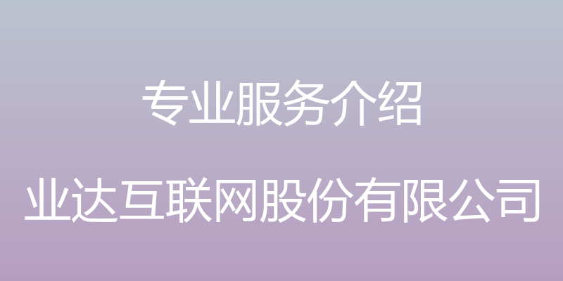 专业服务介绍 - 业达互联网股份有限公司