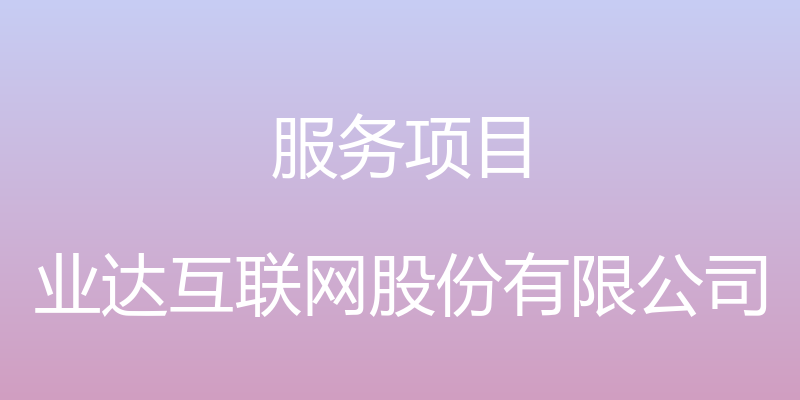 服务项目 - 业达互联网股份有限公司