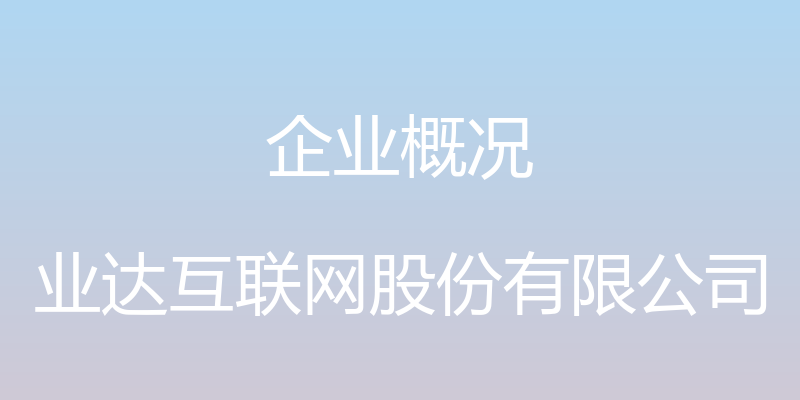 企业概况 - 业达互联网股份有限公司